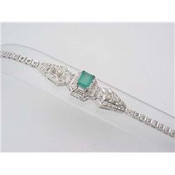 Lady's emerald and diamond bracelet; fo
