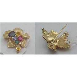 Floral pin or pendant multi colored sap