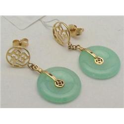 Dangle jade earrings with good luck sym