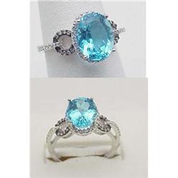 Blue topaz ring; 1.70 ct topaz; .18 ct 