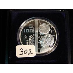 1985 $100 Mex. World Cup Silver Coin PF