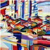 Image 2 : Natalie Rozenbaum, "Colorful Harbor" Limited Edition on Canvas, Numbered and Hand Signed with Letter