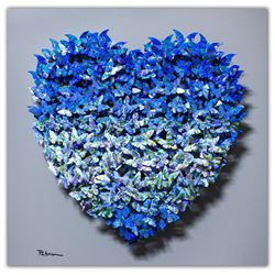 Patricia Govezensky- Original 3D Metal Art on Wood "Heart"