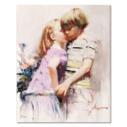 Pino (1939-2010),  The Kiss  Artist Embellished Limited Edition on Canvas, Numbered and Hand Signed 