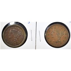 2  1856 UPRIGHT 5 LARGE CENTS  XF