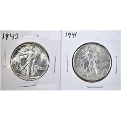1941 CH BU & 1942 CH/GEM BU WALKING LIBERTY HALVES