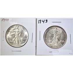 1943 CH BU & 1944 CH/GEM BU WALKING LIBERTY HALVES