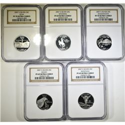 LOT OF 5 2007-S NGC GRADED SILVER STATE QUARTERS: