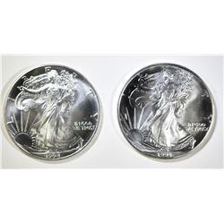 2 1994 AMERICAN SILVER EAGLES