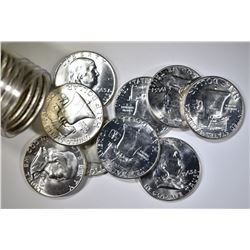 ROLL BU 1963 FRANKLIN HALF DOLLARS