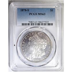 1878-S MORGAN DOLLAR, PCGS MS-63