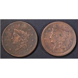 1836 VG & 1854 VF LARGE CENTS