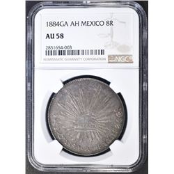 1884GA AH MEXICO 8 REALES  NGC AU-58