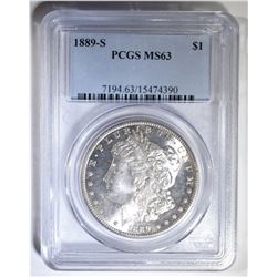 1889-S MORGAN DOLLAR, PCGS MS-63