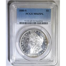1880-S MORGAN DOLLAR, PCGS MS-65 PL