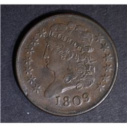 1809 HALF CENT  AU/UNC NEAT ROTATED DIE