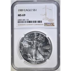1989 AMERICAN SILVER EAGLE NGC MS-69
