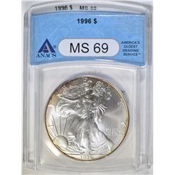 1996 AMERICAN SILVER EAGLE ANACS MS-69