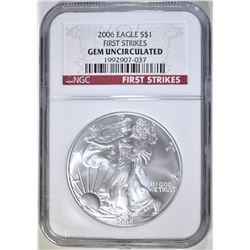 2006 AMER SILVER EAGLE NGC GEM UNC FIRST STRIKES
