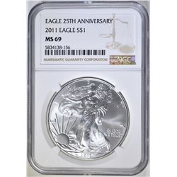 2011 25th ANNIV SILVER EAGLE NGC MS-69