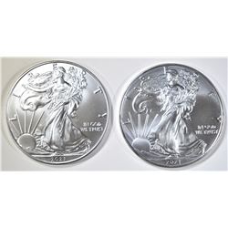 2-GEM BU 2021 AMERICAN SILVER EAGLES TYPE-1