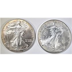 1999 & 2000 BU AMERICAN SILVER EAGLES