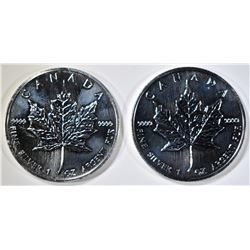 2-BU 2002 CANADIAN SILVER MAPLE LEAF COINS