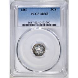 1867 3 CENT SILVER PCGS MS-63