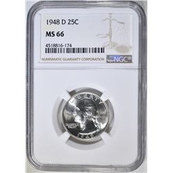 1948-D WASHINGTON QUARTER NGC MS-66