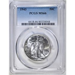 1943 WALKING LIBERTY HALF PCGS MS-66