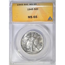 1945 WALKING LIBERTY HALF ANACS MS-65