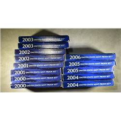 2-EACH 2000-2005 & 1-2006 U.S. PROOF SETS