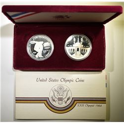 1983/84 OLYMPIC 2-COIN PROOF SET ORIG PACKAGING
