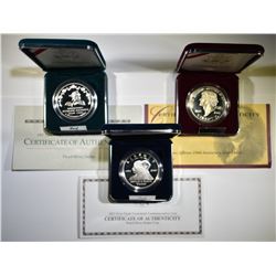 3-MODERN U.S. PROOF COMMEM SILVER DOLLARS