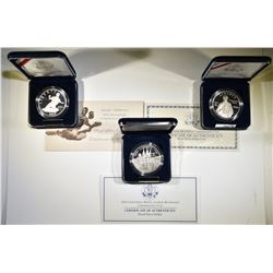 3-MODERN U.S. PROOF COMMEM SILVER DOLLARS