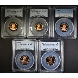 5 LINCOLN CENTS PCGS PR-69 RD DCAM