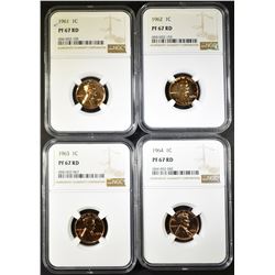 1961-64 LINCOLN CENTS NGC PF-67 RED