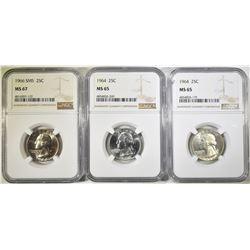 3-NGC GRADED WASHINGTON QUARTERS