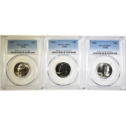 1965, 1966, & 1967 SMS QUARTERS, PCGS SP67