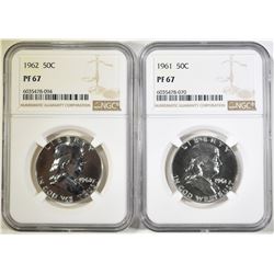 1961 & 62 FRANKLIN NHALF DOLLARS NGC PF-67