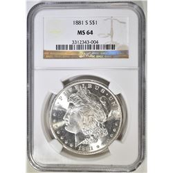 1881-S MORGAN DOLLAR NGC MS-64