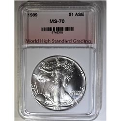 1989 AMERICAN SILVER EAGLE WHGS PERFECT GEM BU
