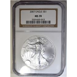 2007 AMERICAN SILVER EAGLE NGC MS-70