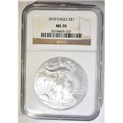 2010 AMERICAN SILVER EAGLE NGC MS-70