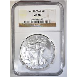 2013 AMERICA SILVER EAGLE NGC MS-70