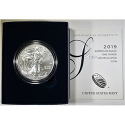 2019-W BUNISHED AMERICAN SILVER EAGLE ORIG BOX/COA
