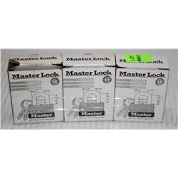 LOT OF 3 MASTER 1 1/4 X 9/32 X 44 PADLOCKS