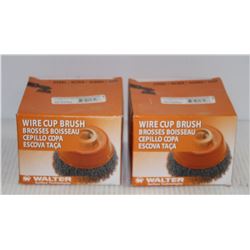 LOT OF 2 WALTER WIRE CUP BRUSH STEEL CRIMPED 5"