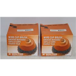 LOT OF 2 WALTER WIRE CUP BRUSH STEEL CRIMPED 5"