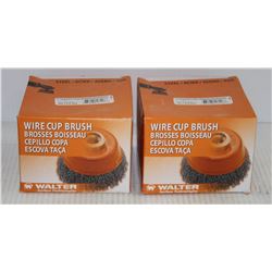 LOT OF 2 WALTER WIRE CUP BRUSH STEEL CRIMPED 5"